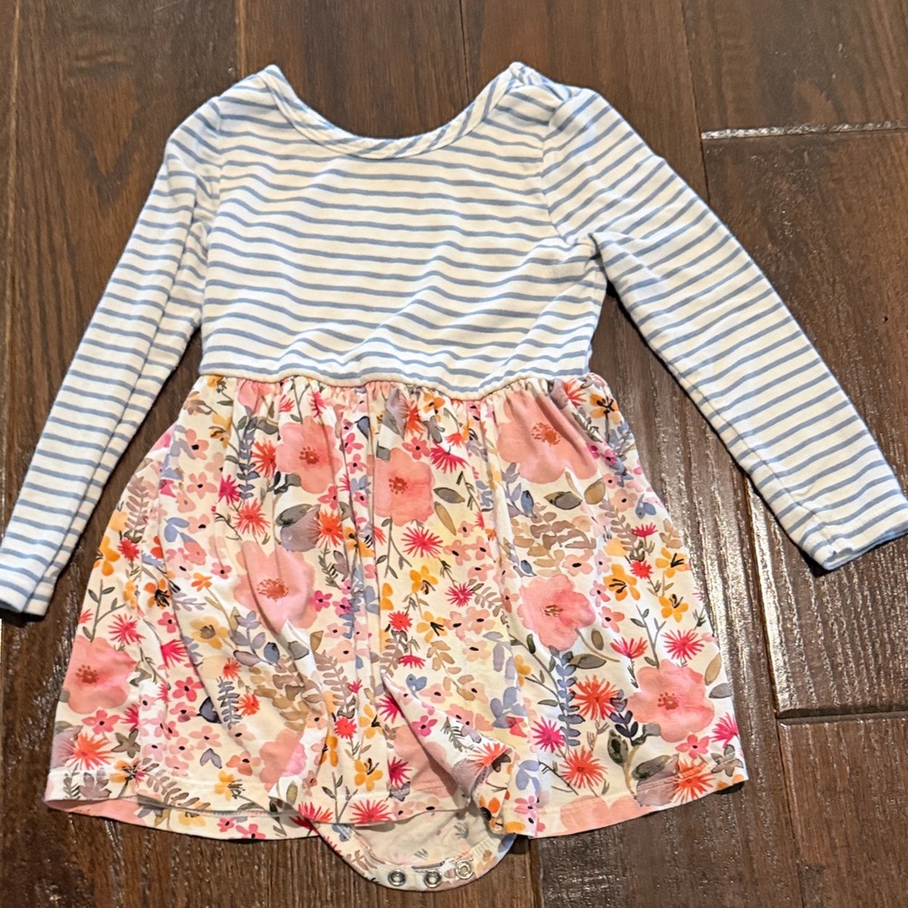 Adorable Little Sleepies Mauve Meadow twirl dress with bodysuit